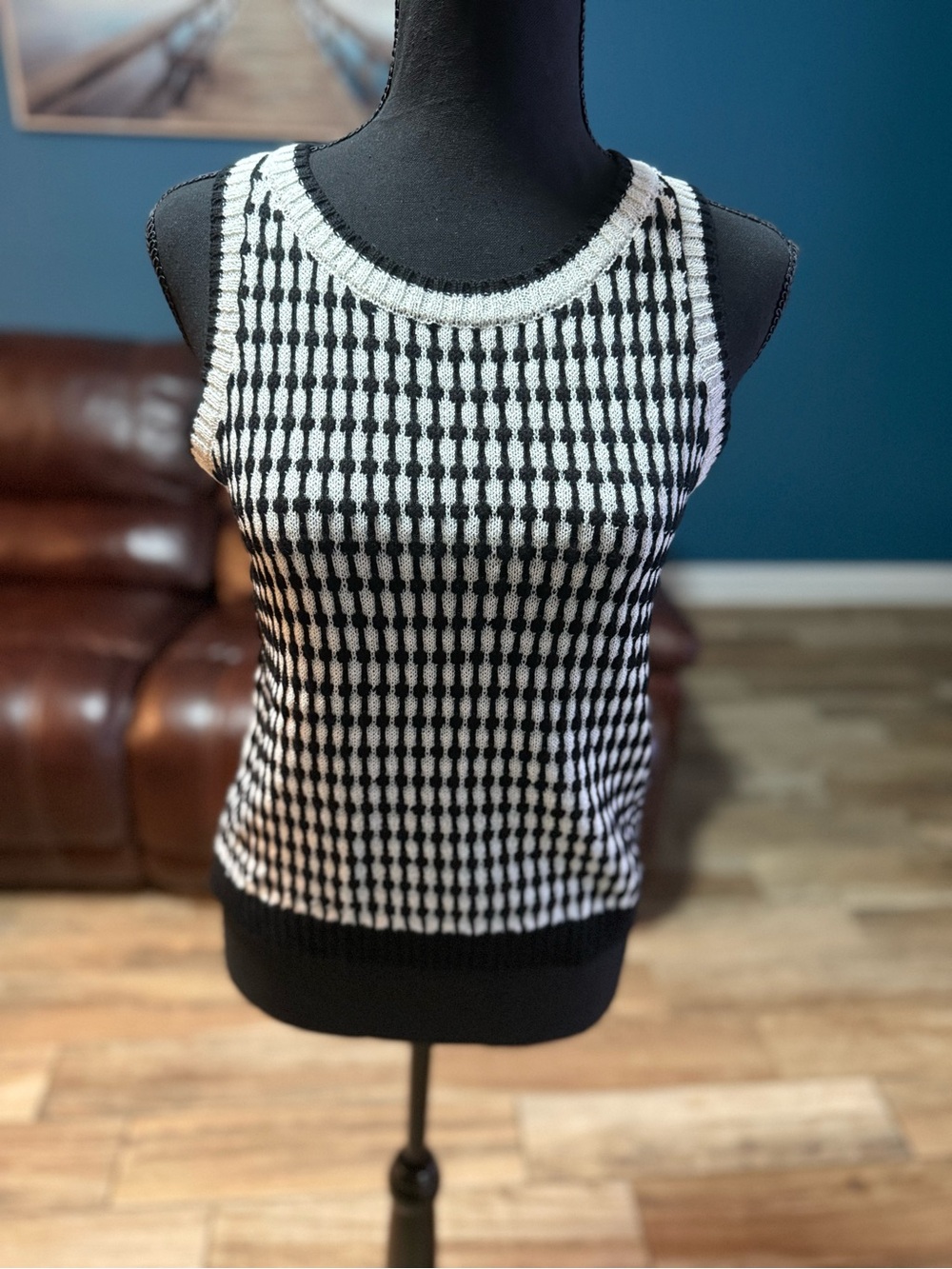 Blu Pepper Black & White Knit Tank Top